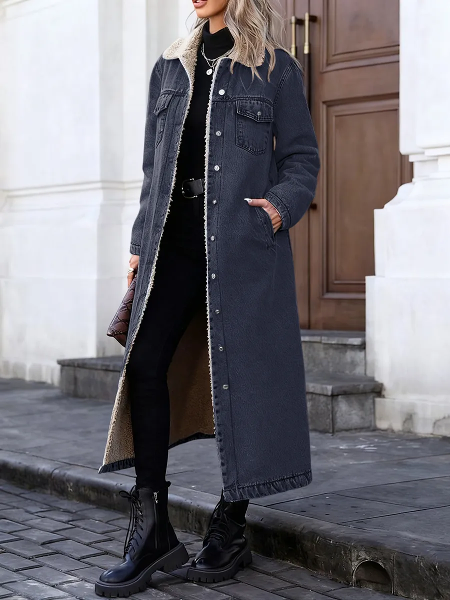 Women's Casual Denim Long Coat