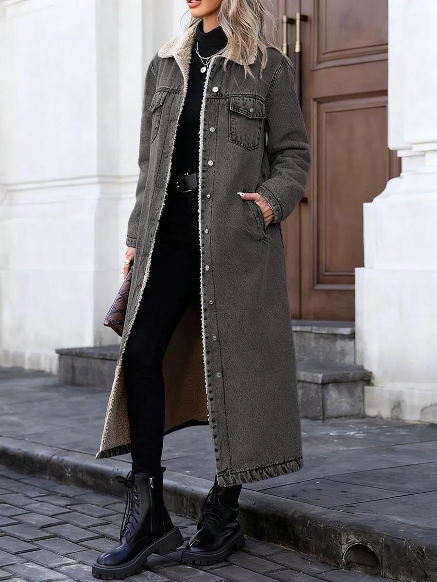 Women's Casual Denim Long Coat