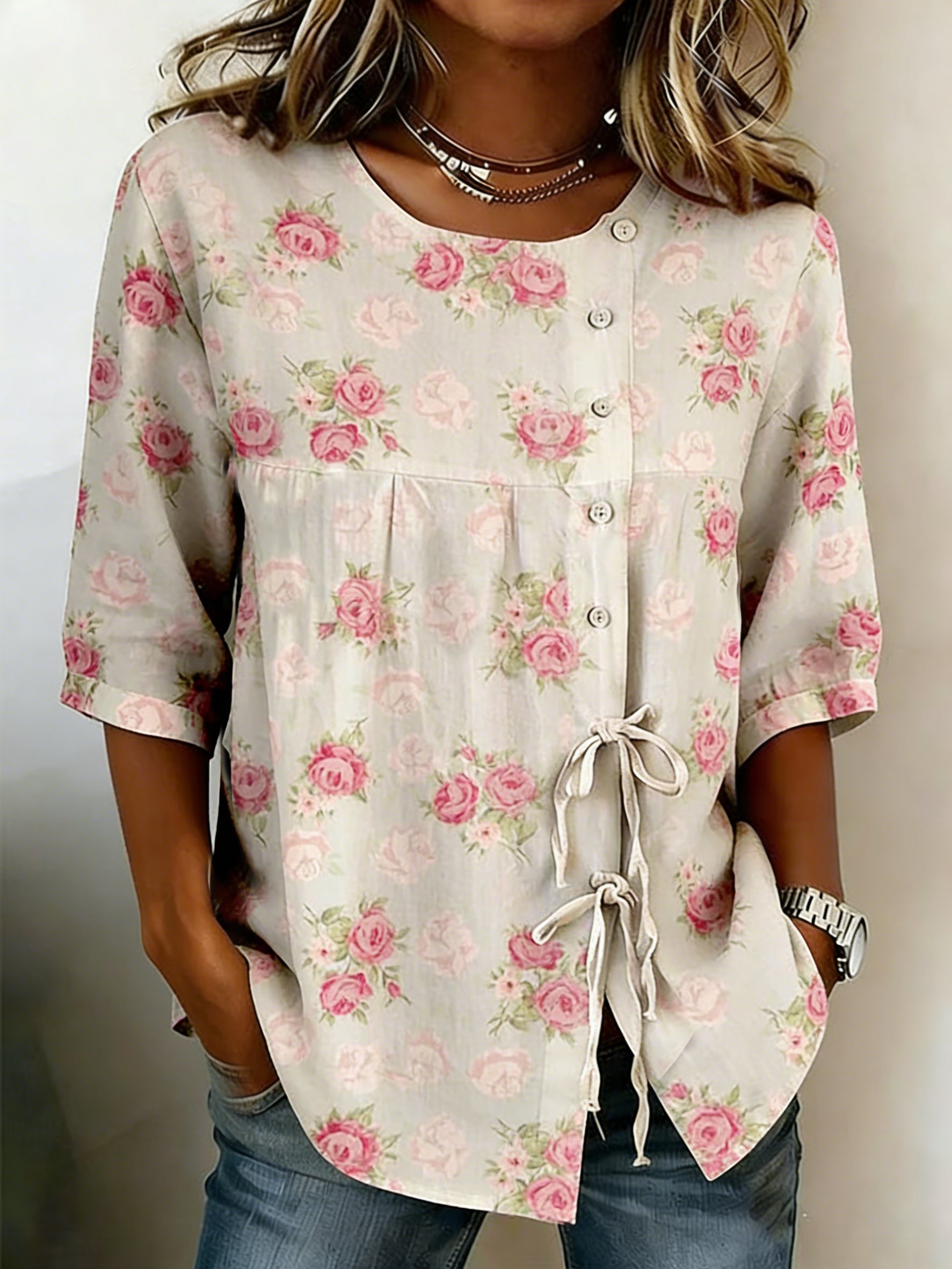 Women's Retro Floral Print Top- Fast Shipping