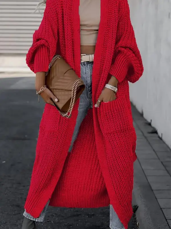 Women's Solid Drop Shoulder Long Cardigan