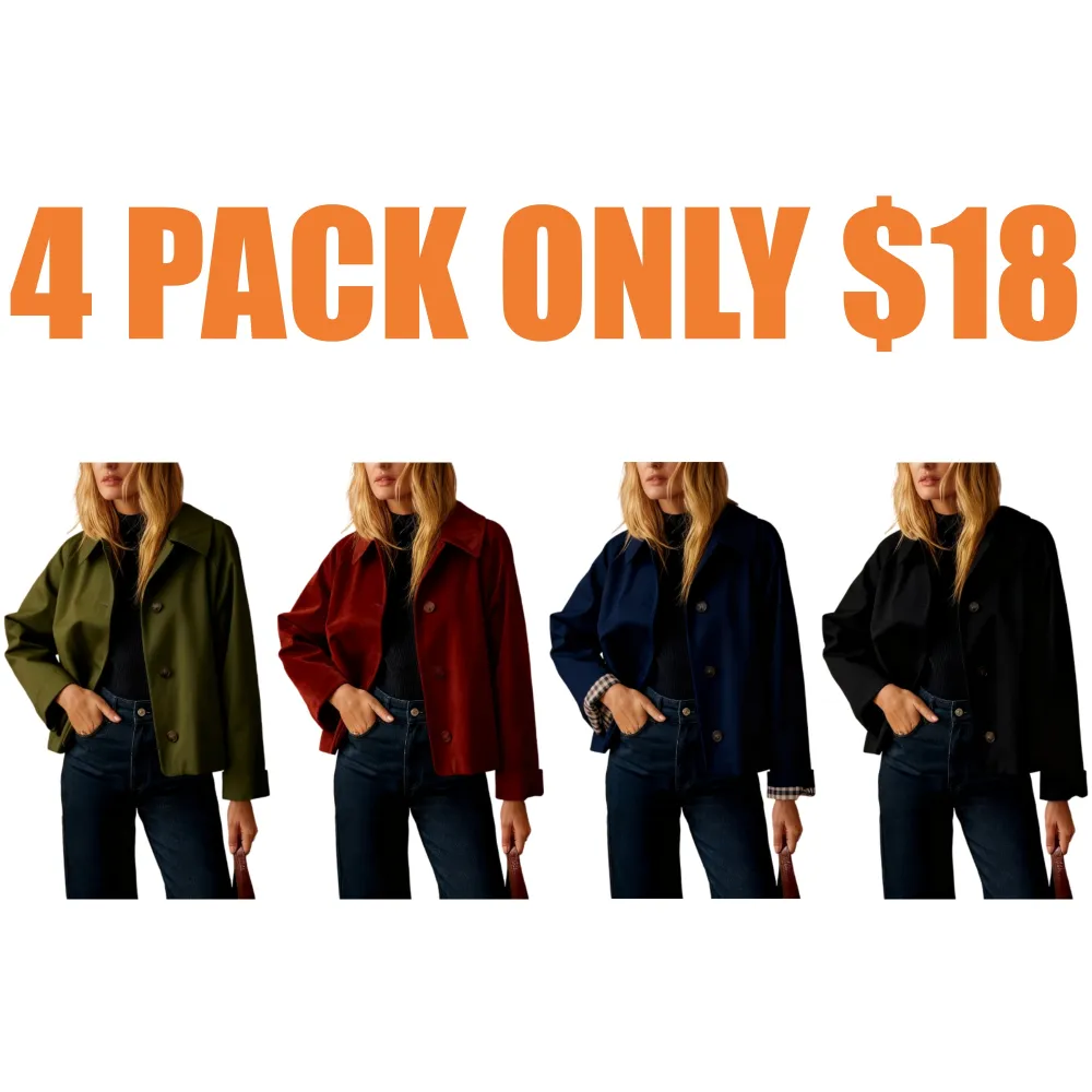 Women Casual Fall Jacket Lapel Neck Button-Down Long Sleeve Coat