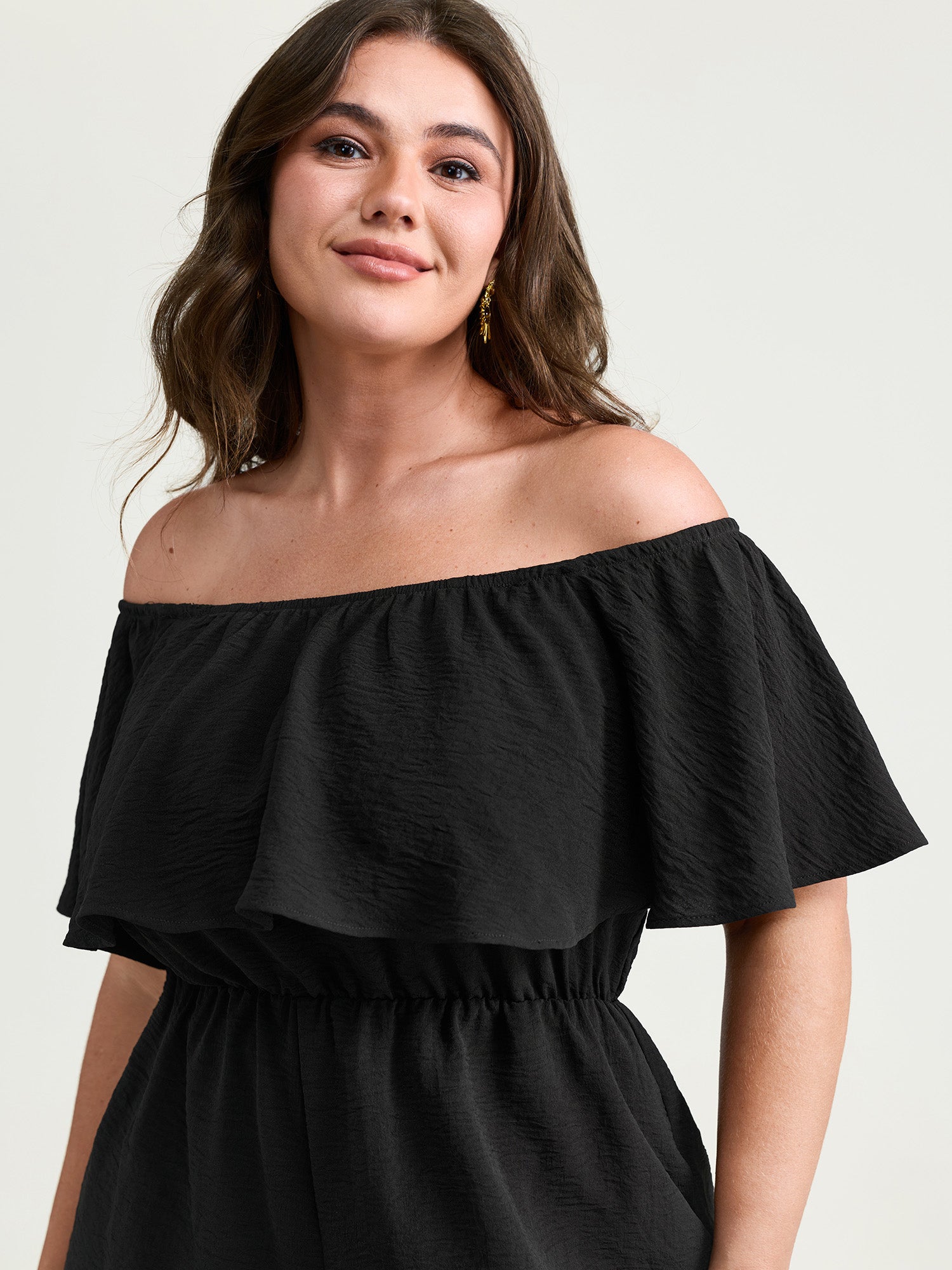 Off-Shoulder Tassel Hem Romper