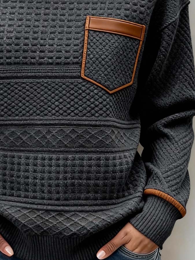 Women'S Casual Color-Blocked Pullover Sweatshirt