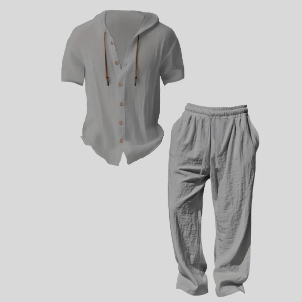 Men’s lightweight two-piece set with a hood, casual vacation style