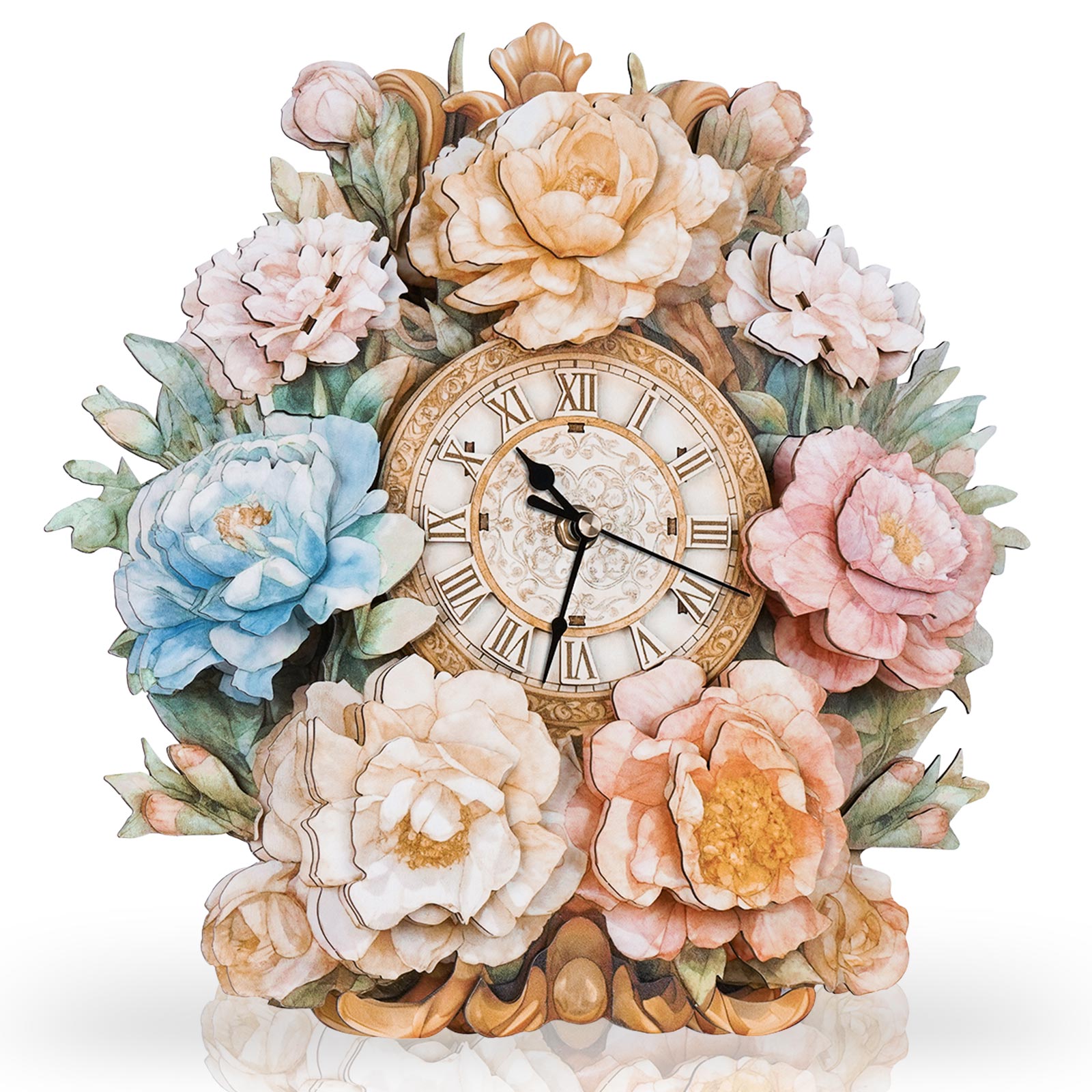 Bouquet– DIY Wooden Clock, 3D Puzzle Craft Kit