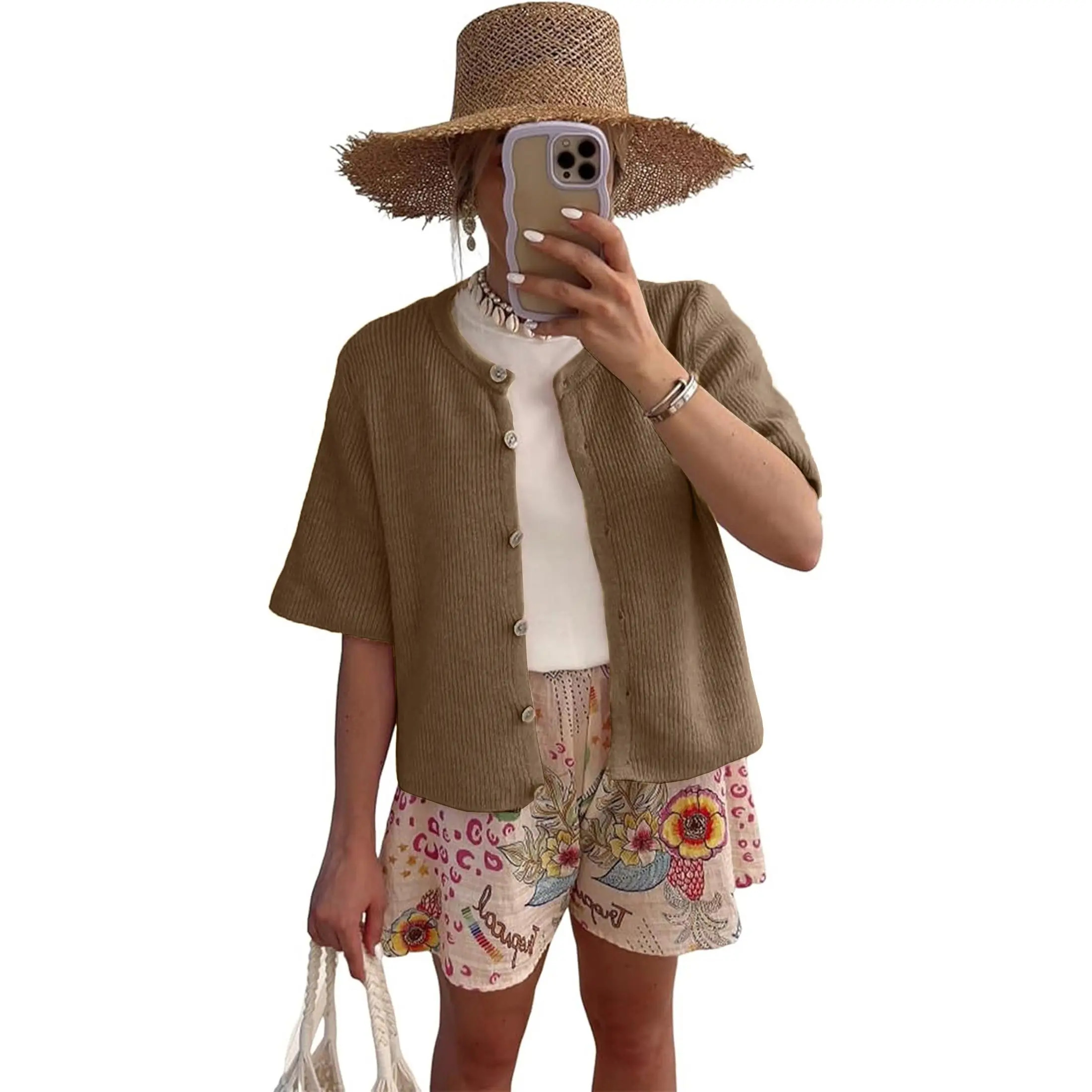 🔥 Women's Lightweight Cardigan Short Sleeve Button-Down Summer Cardigan Sweater