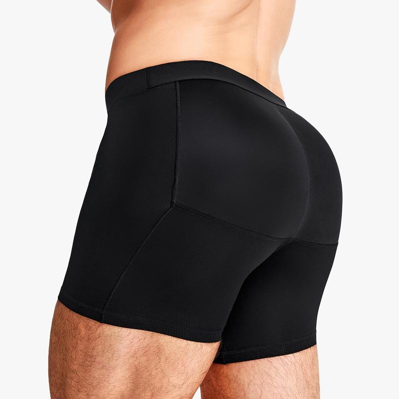 Mens 3D Butt Lift Enhancing Shapewear Boxer Briefs with Built-in One-Piece Fixed Hip Pad, Seamless Compression Underwear with High Elastic Waistband, 3D Contour Cut, Breathable Stretch Fabric for Tummy Control & Daily Support, Moisture-Wicking