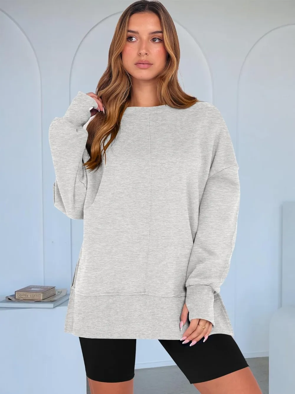 Women Oversized Sweatshirts Thumbhole Long Sleeve Hoodies Shirts