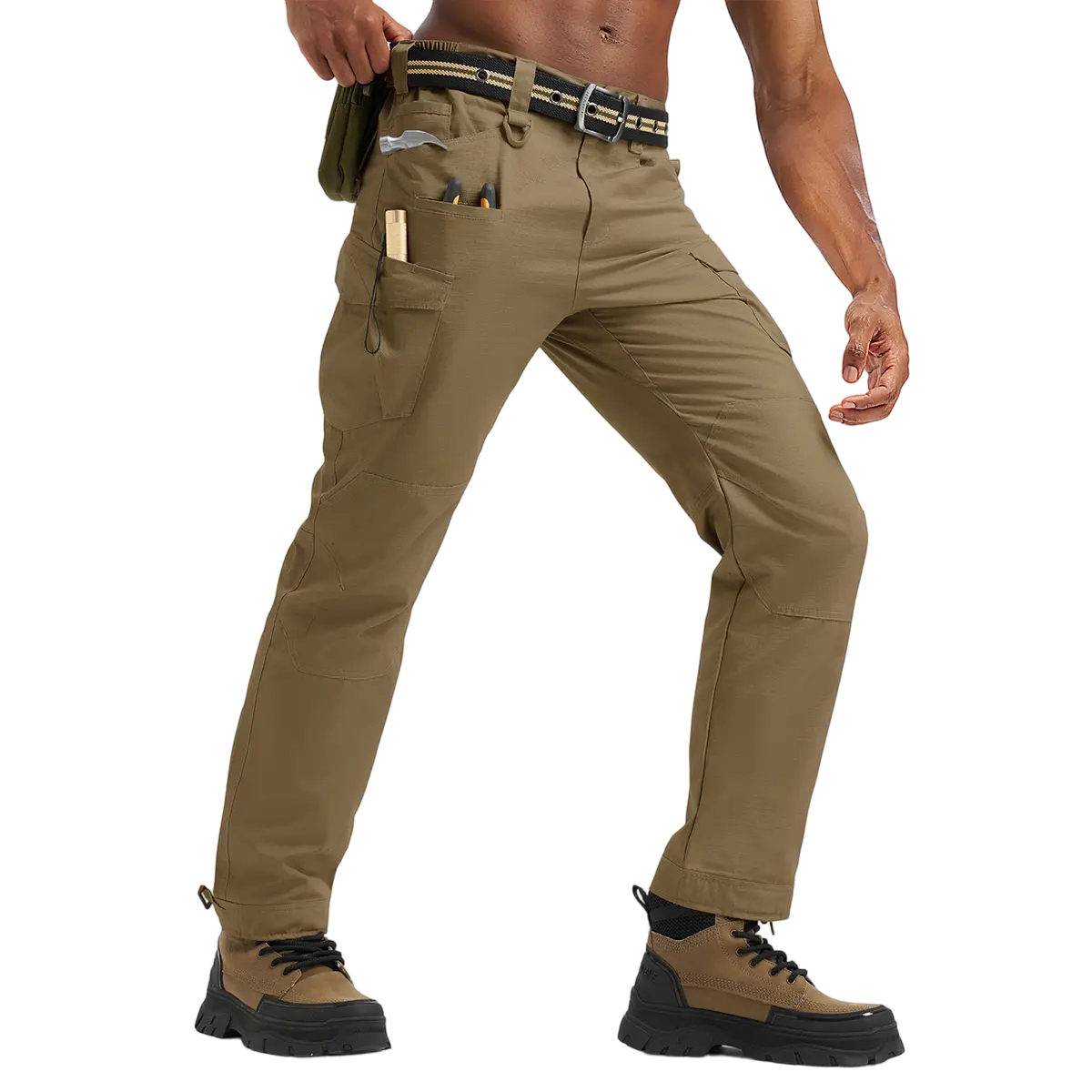 Men's Tactical Work Pants Lightweight Multi-Pocket Water Resistant Cargo Pants Ripstop Hiking Military Construction Outdoor Pants 10 Pockets