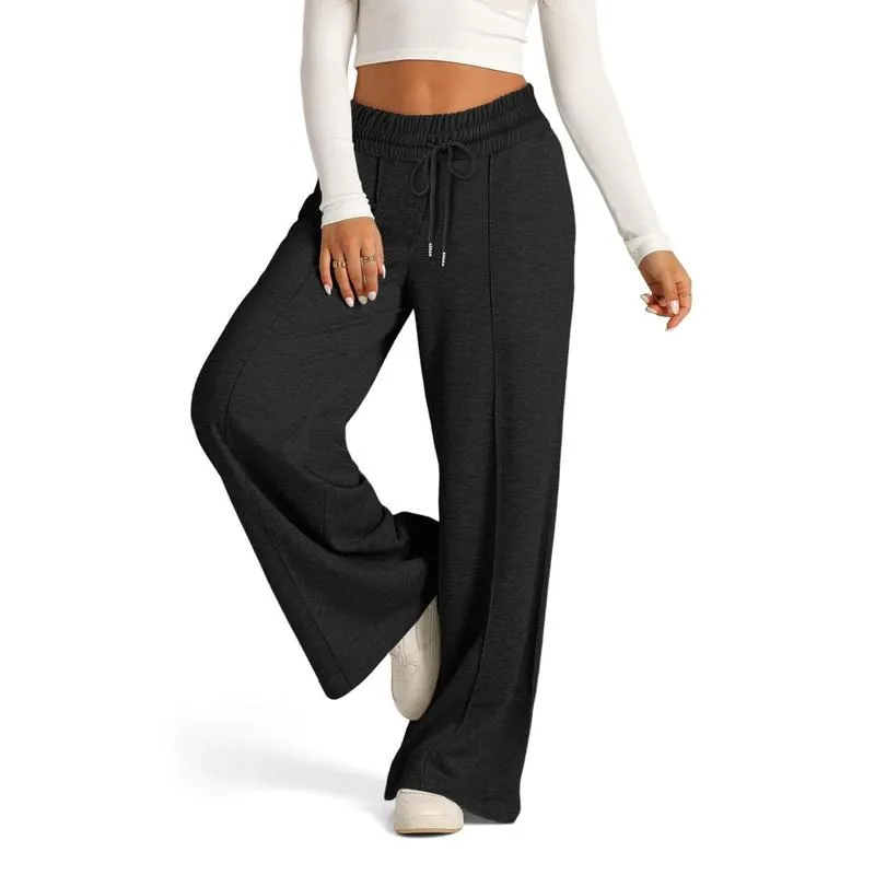 Women's Simple Design Straight Leg Drawstring Baggy Lounge Pants
