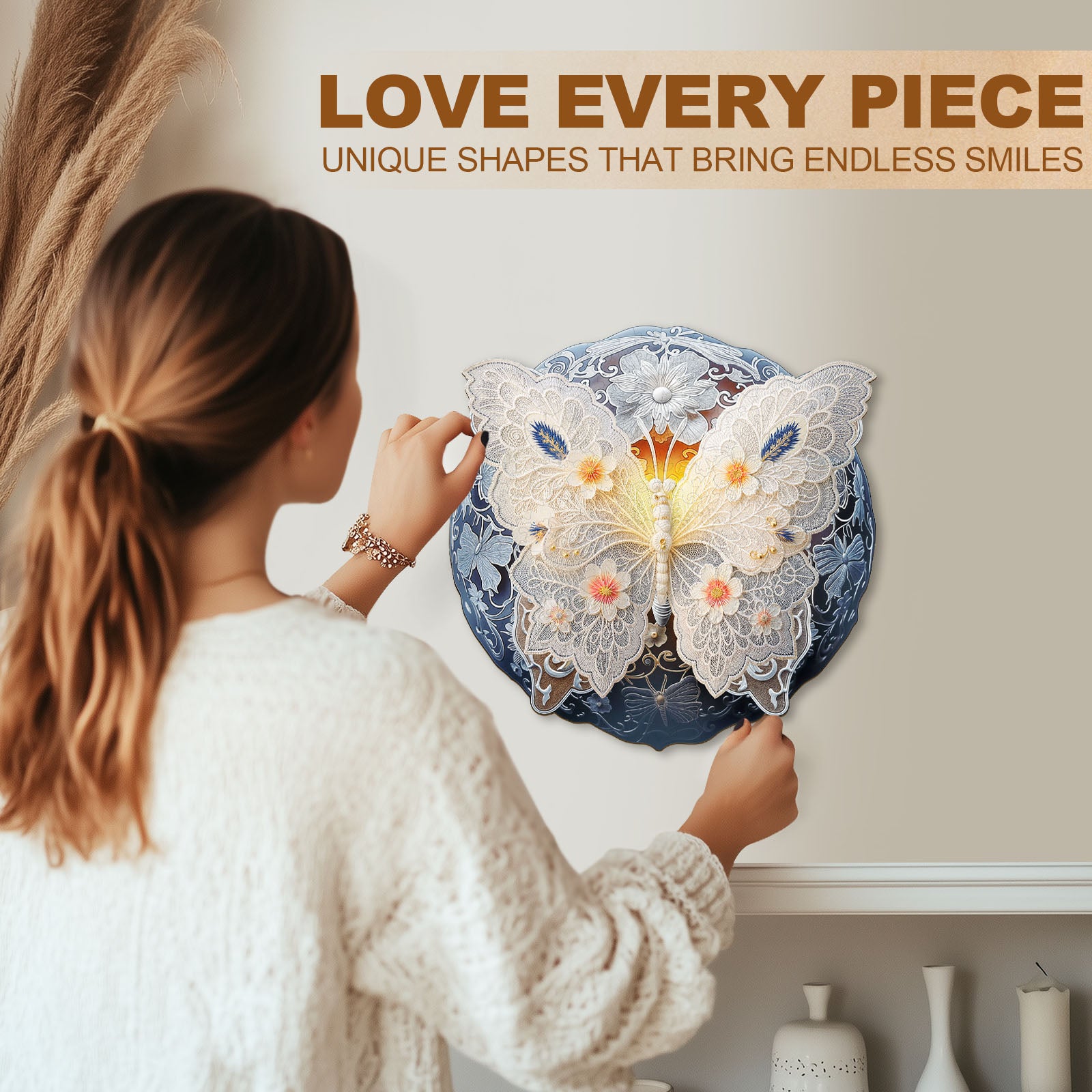 Lace Butterfly Wooden Jigsaw Puzzle