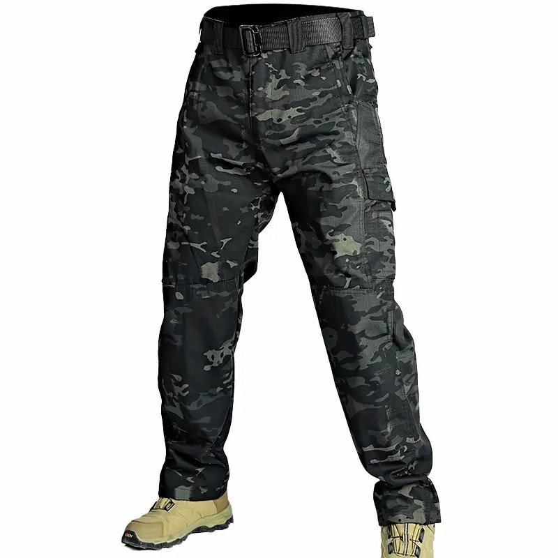 🔥🔥Men's Solid Color Tactical Work Pants with Multiple Pockets and Zipper Closures