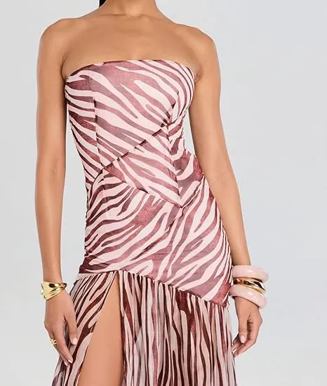 Women's Tube Top DressStrapless Backless High Slit Long Dress