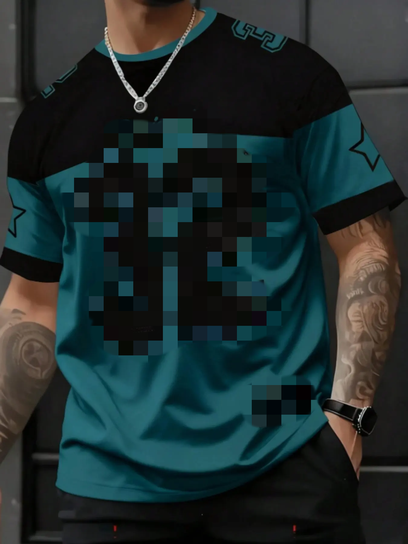 Men's Casual Round Neck Short Sleeve T-Shirt, 3D Star Number Print Football Jersey, Fitted All Seasons Sports Shirt