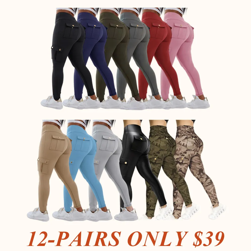 Womens Butt Lifting Leggings with Flap Pockets High