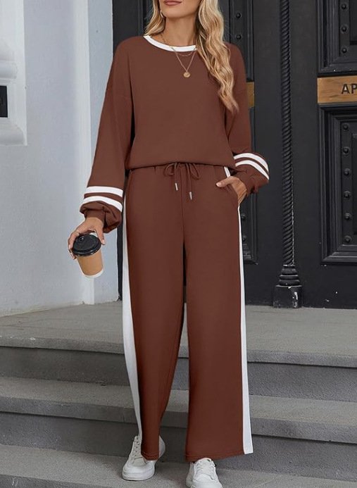 Cotton Casual Color Block Regular Fit Two-Piece Set