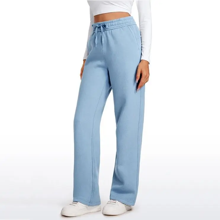 Cotton Fleece Lined Sweatpants Women Straight Leg Casual Lounge Sweat Pants