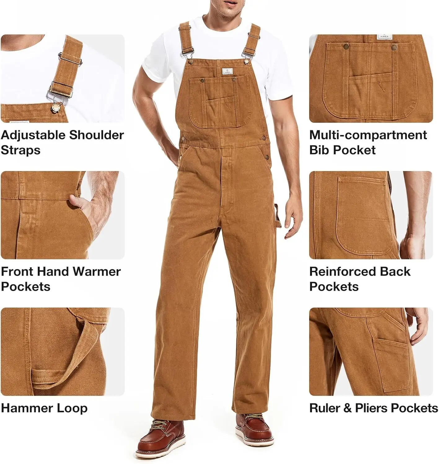 🔥Men's 4-Pack Flex Denim Bib Overalls — Adjustable & Utility Ready
