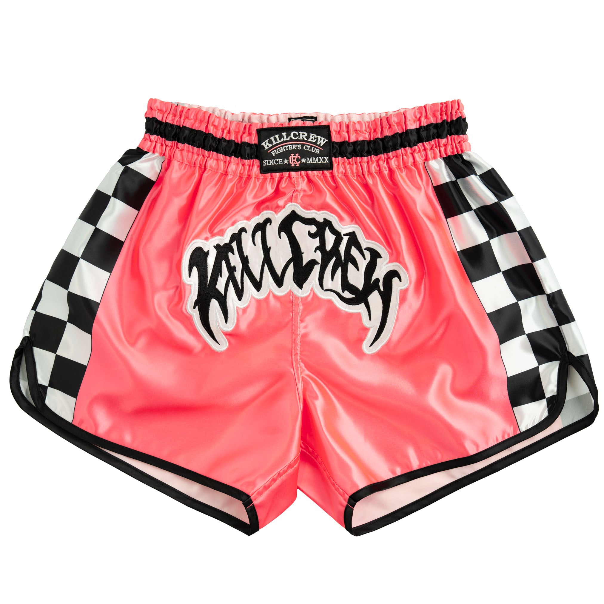 CHECKER FIGHT SHORTS - PINK