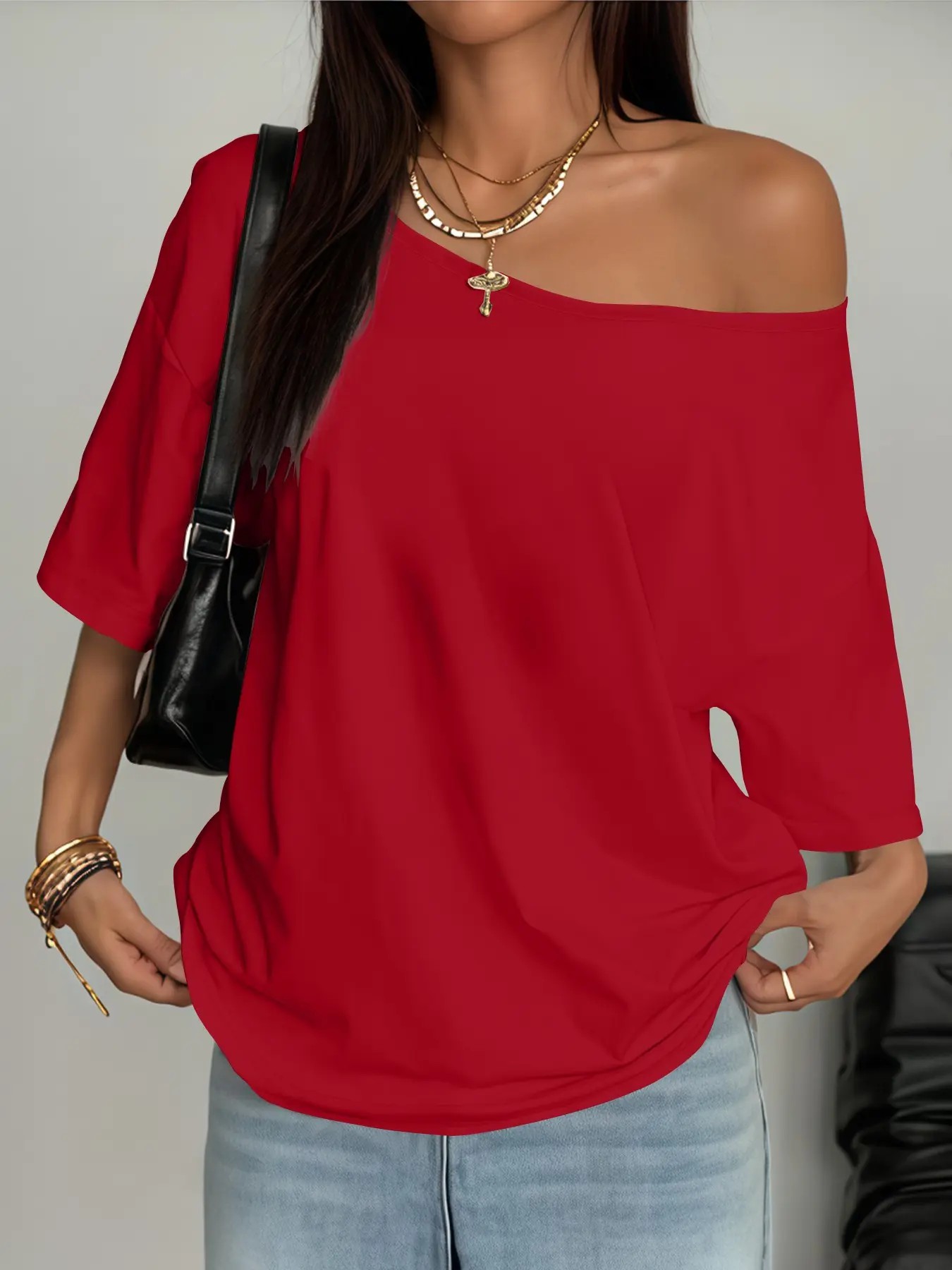 Women’s Chic Asymmetrical Off-Shoulder Plus Blouse