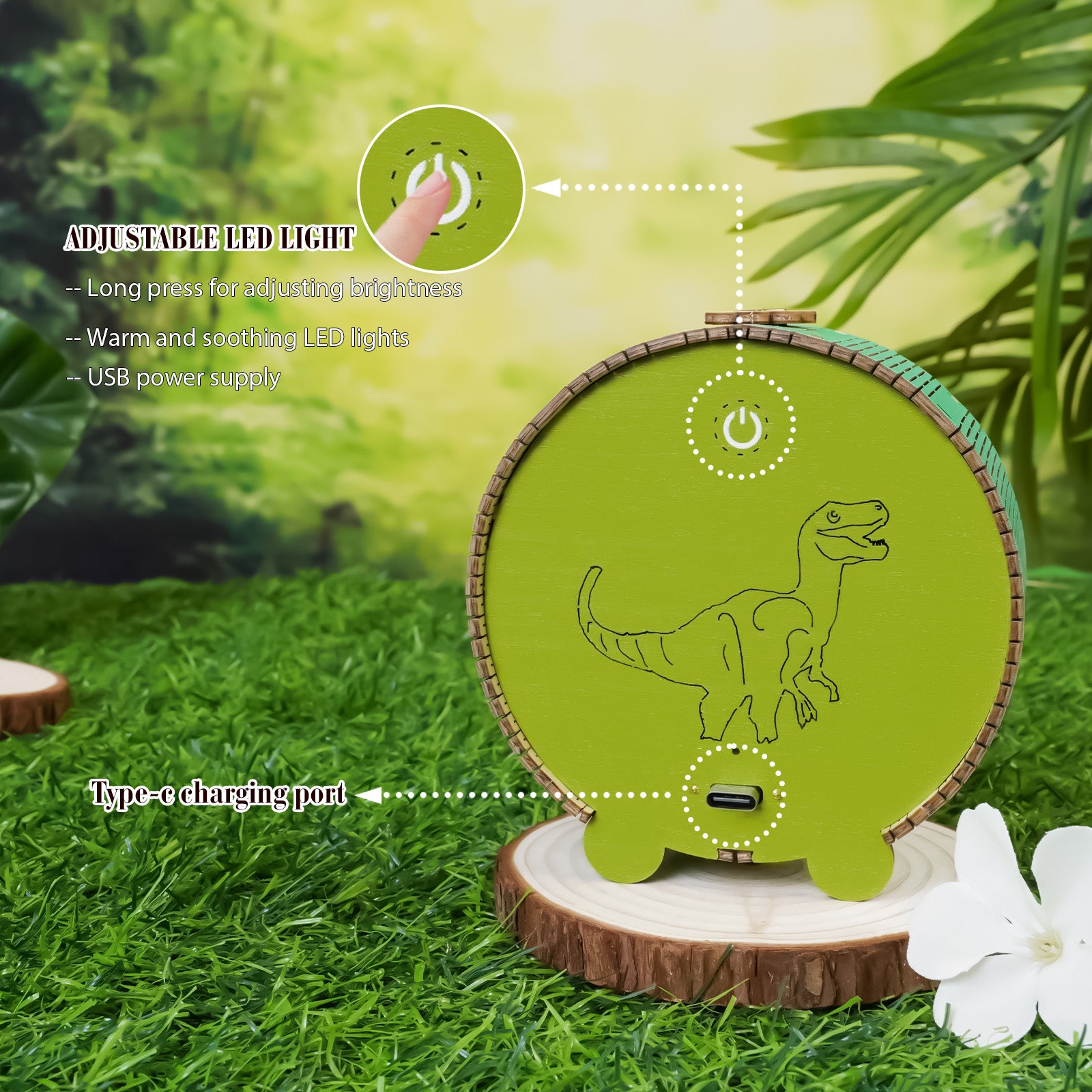 Volcano Dinosaur Kit - 3D Wooden Puzzle Night Light