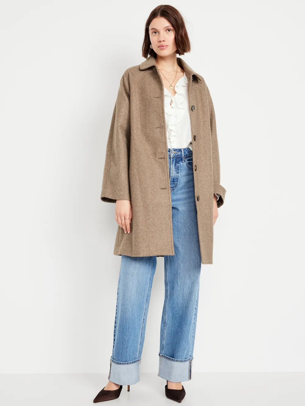 Relaxed Button-Front Mac Coat