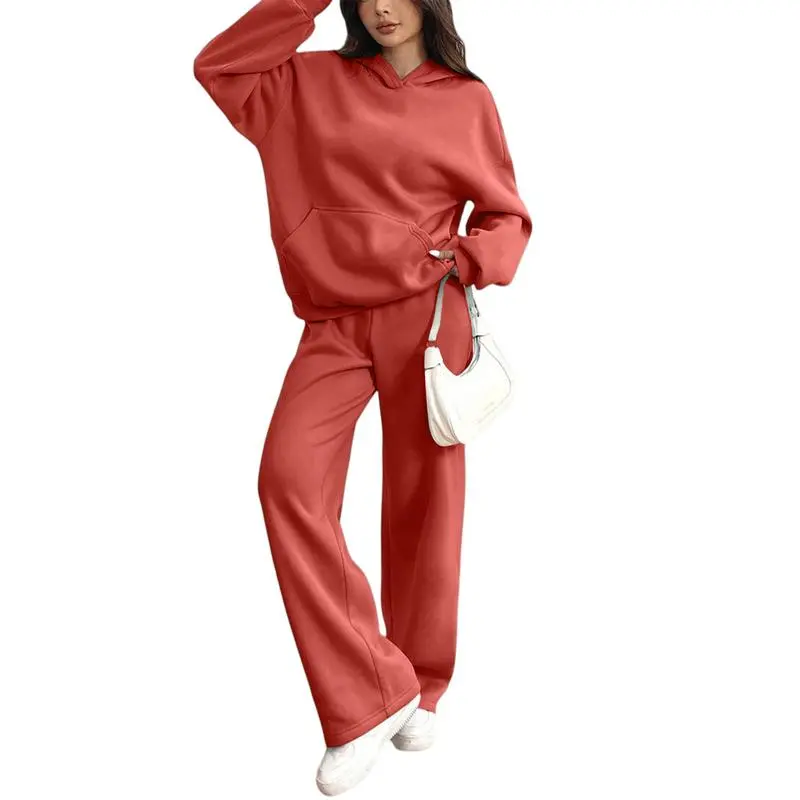 Women's Hooded Sweatshirt & Pants Casual Comfy Loungewear Set