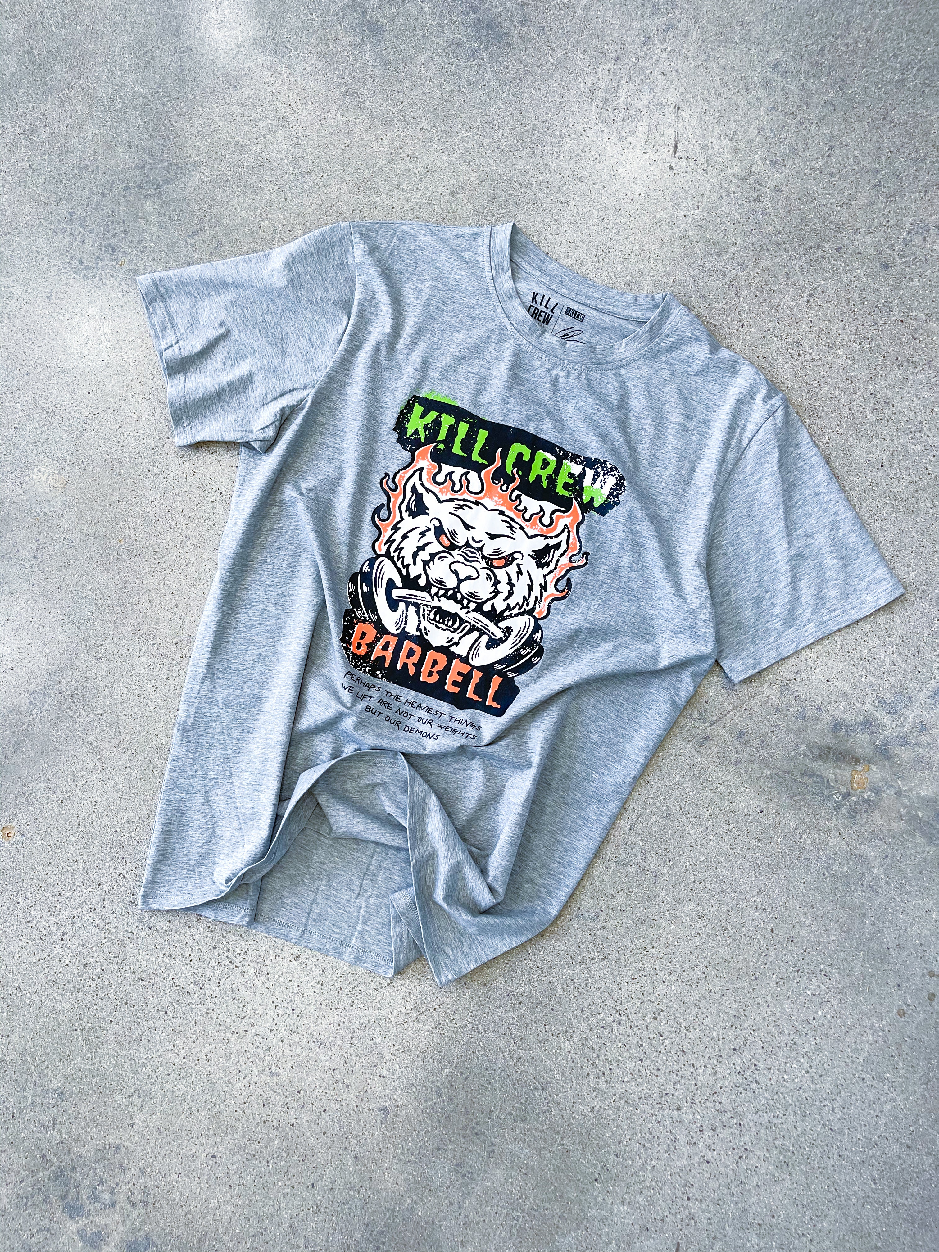 KILL CREW BARBELL T SHIRT - GREY