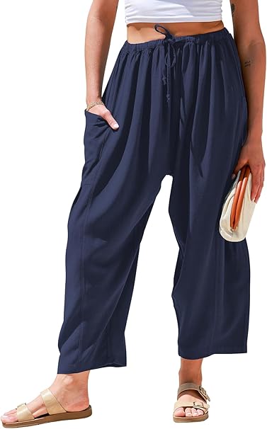 🎁Women's Polyester Wide Leg Pants with Pockets