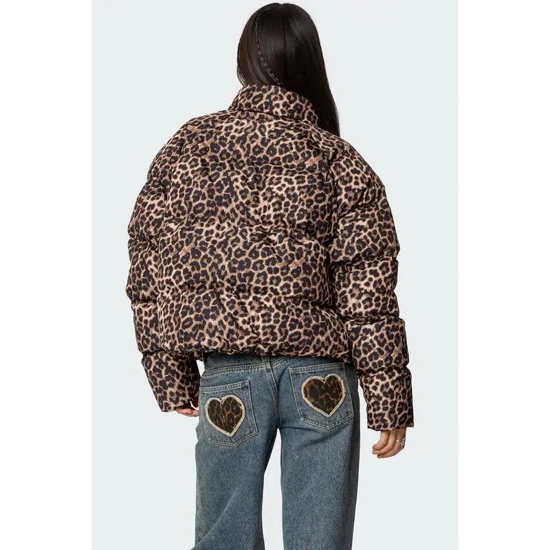 Leopard Printed Puffer Jacket