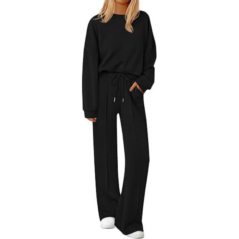 🔥Women's Long-Sleeved Sweatshirt and Wide-Leg Pants Set🔥