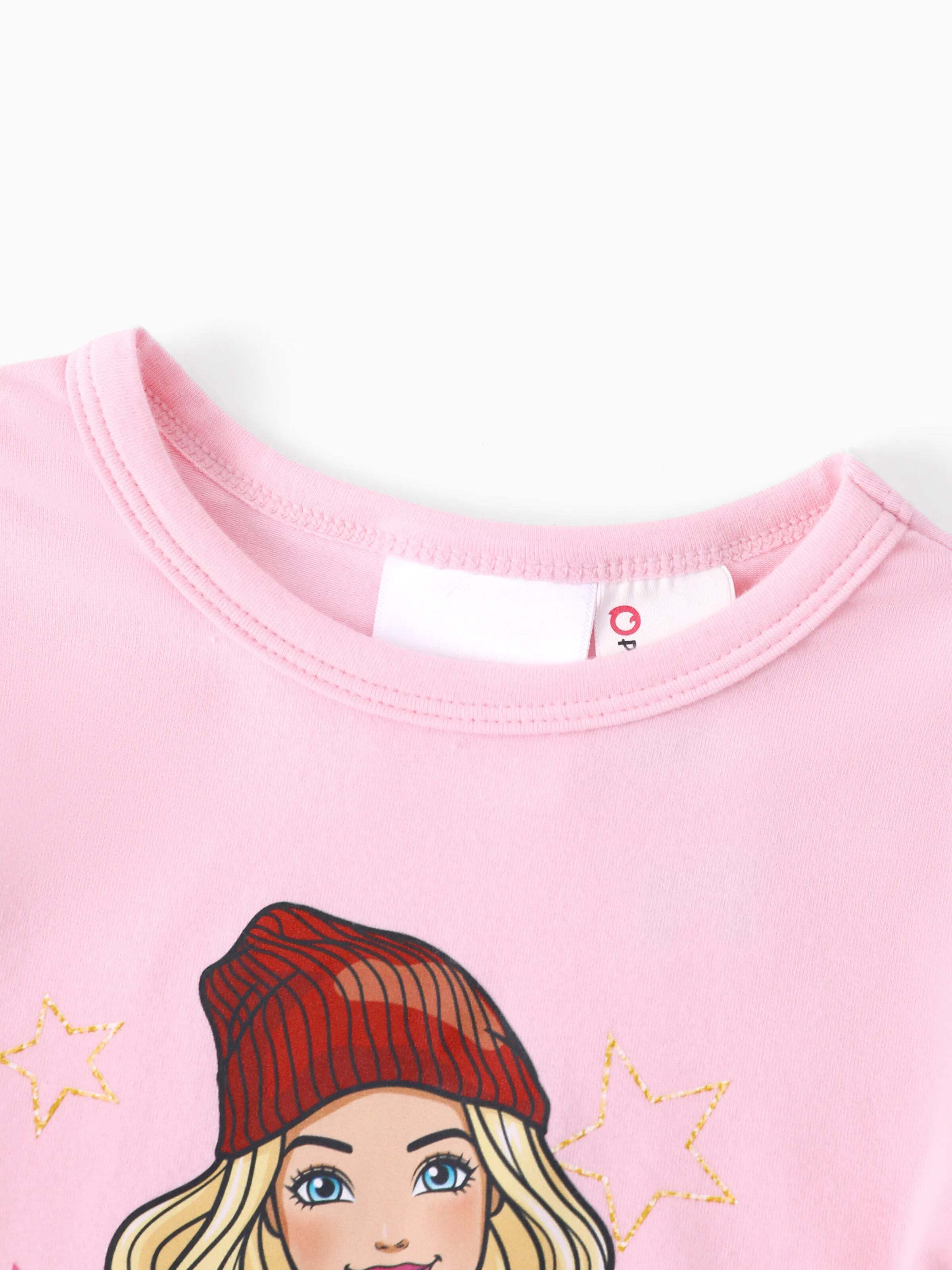 Barbie Christmas Mommy and Organic Cotton Snug-fitting Pajamas Set Pink