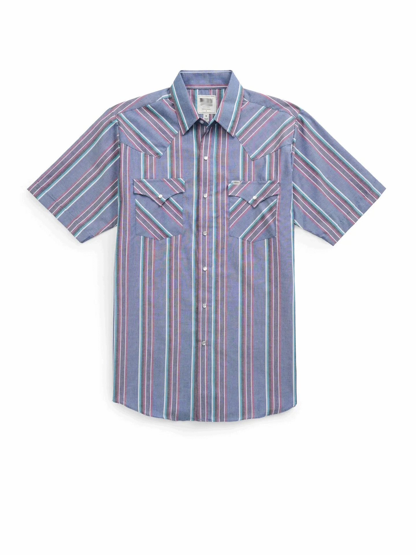 Men’s Western Stripe Snap Button Shirt – Short Sleeve Casual Cowboy Style