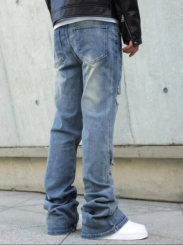 Men's Fashion Jeans, Loose Straight Casual Pants, American Retro Style, Slight Flare Design