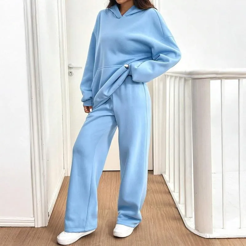 Women's Hooded Sweatshirt & Pants Casual Comfy Loungewear Set