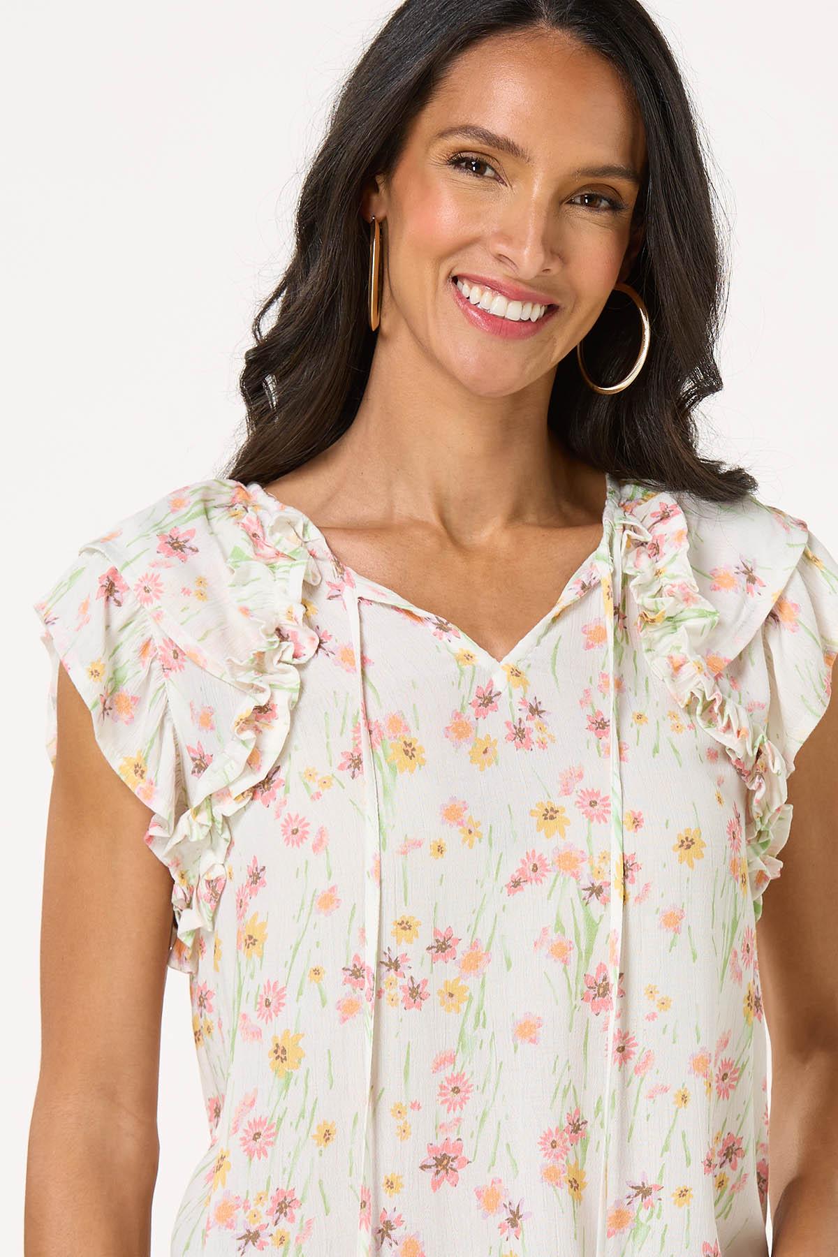 Ruffled Floral Poet Top