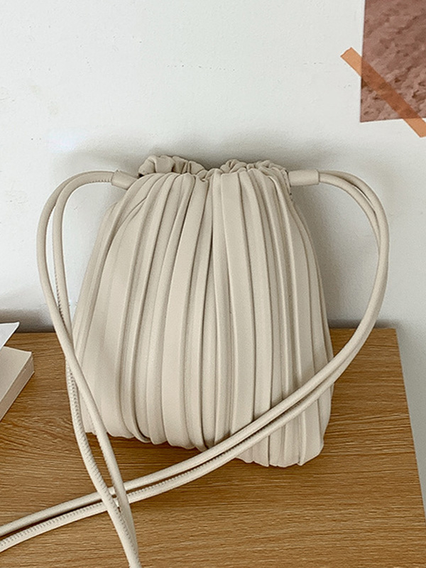 Drawstring Pleated Split-Joint Crossbody Bags