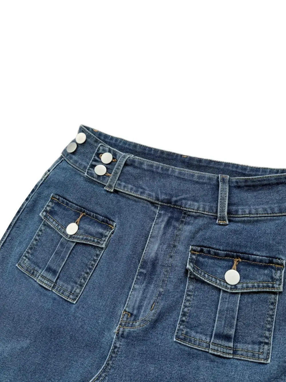 Women's Pocket Leg Stretchy Jeans, Flared High Waist Casual Comfy Bell Bottom Denim Trousers for Daily Wear, Ladies Bottoms for All Seasons