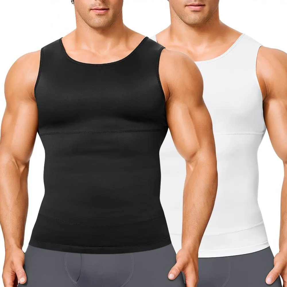 Men’s Silky Soft Compression Shapewear Tank, Slimming Body Shaper Vest with Waist & Chest Support