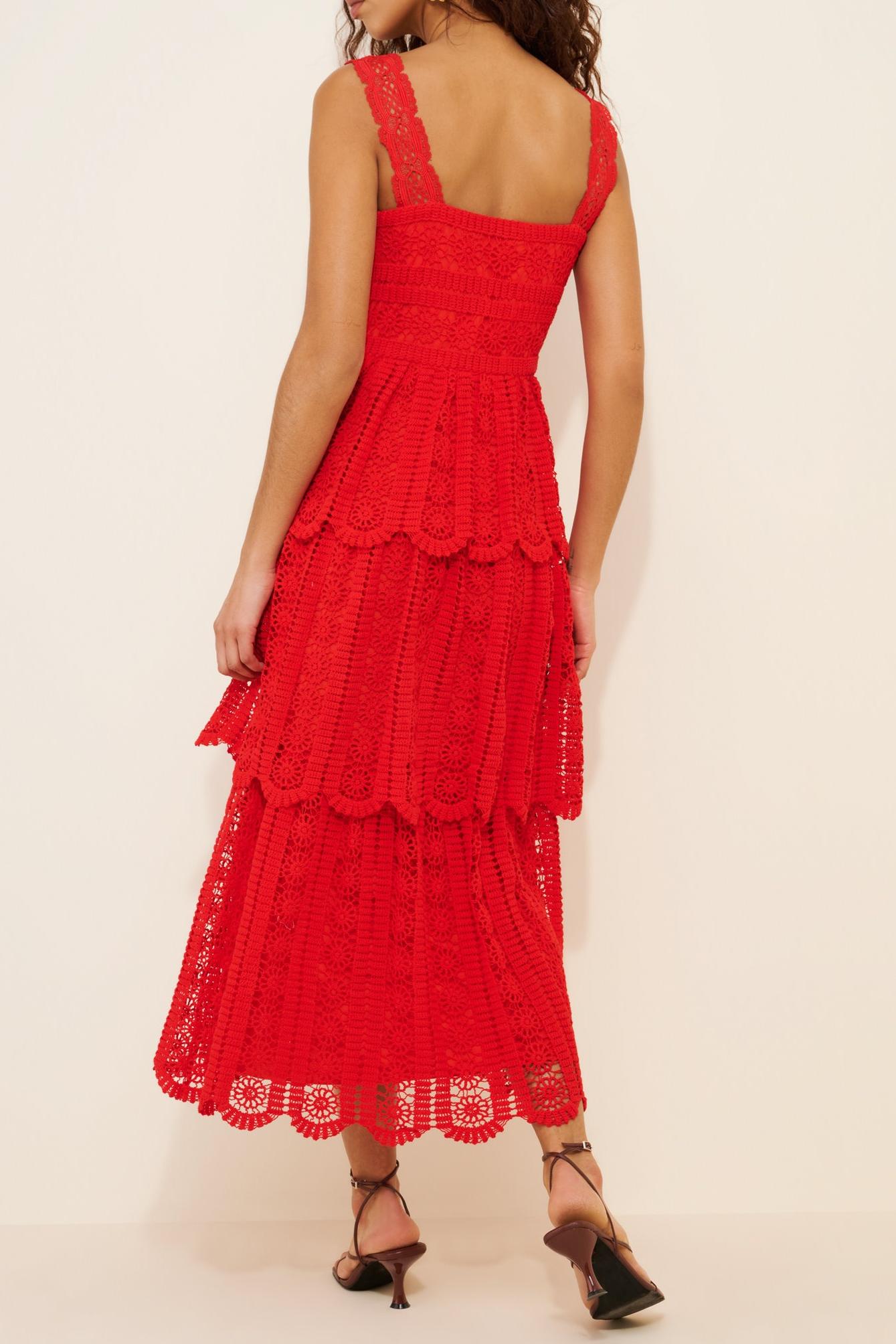 Red Lace Sleeveless Maxi Dress