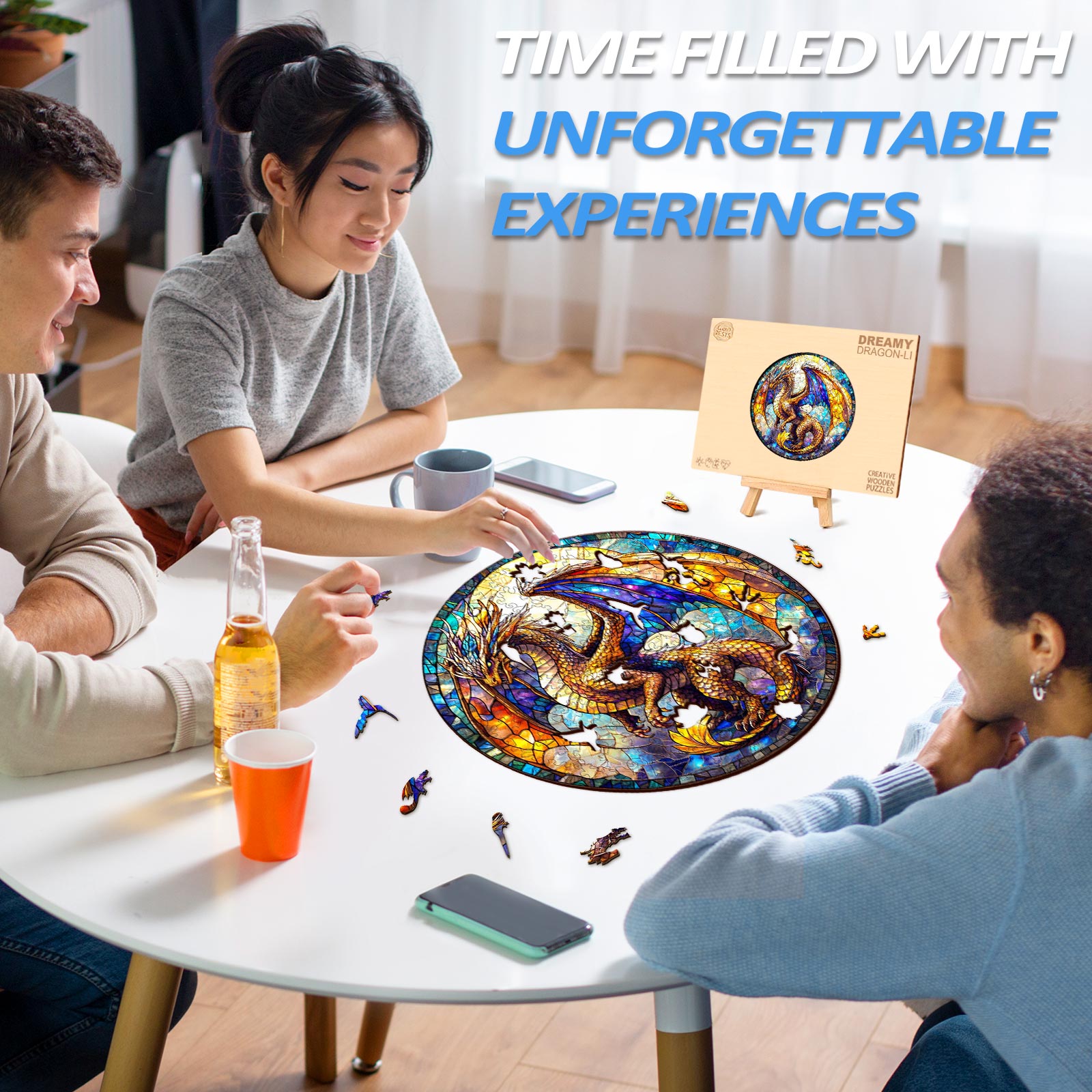 Stained Glass Dragon-2 Wooden Jigsaw Puzzle