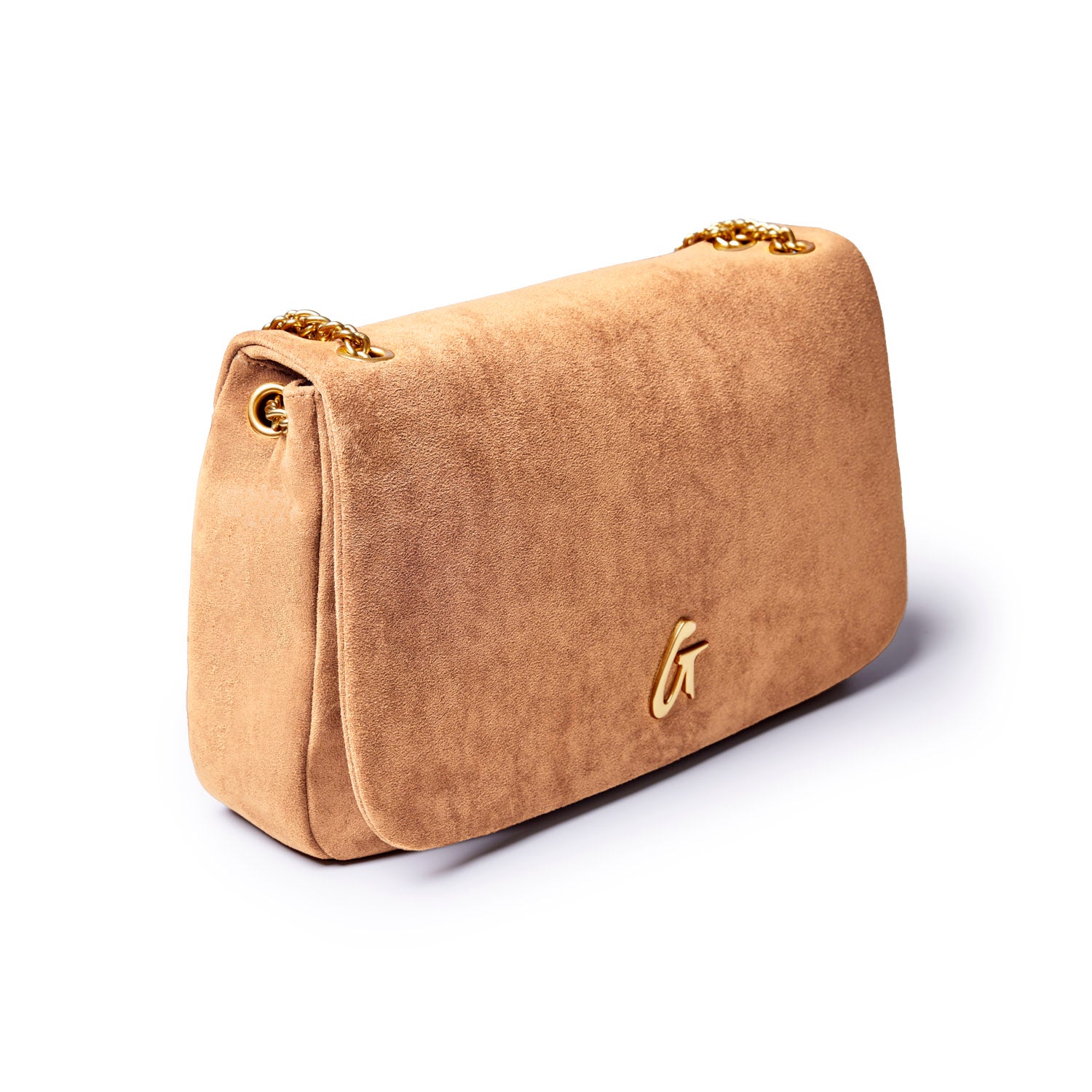 MEDIUM SUEDE FLAP BAG - TAN