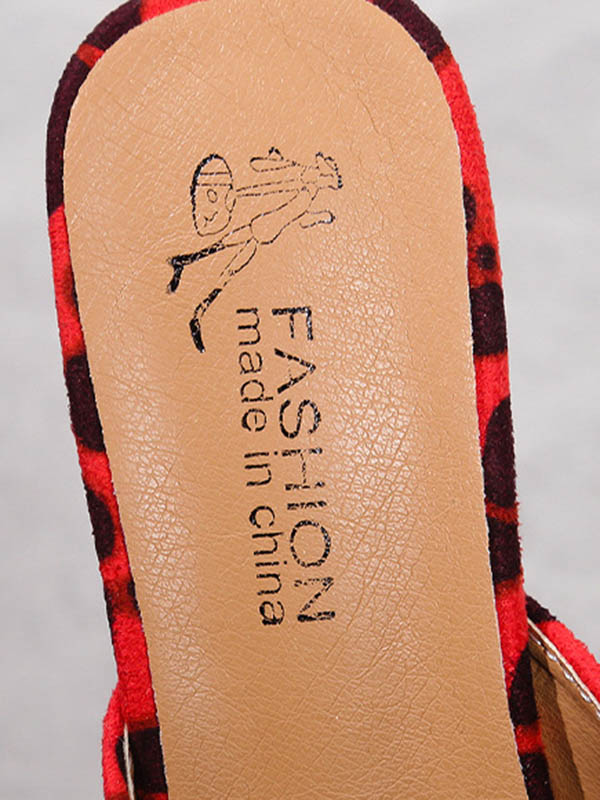 Leopard Open Toe Slippers Pumps Sandals