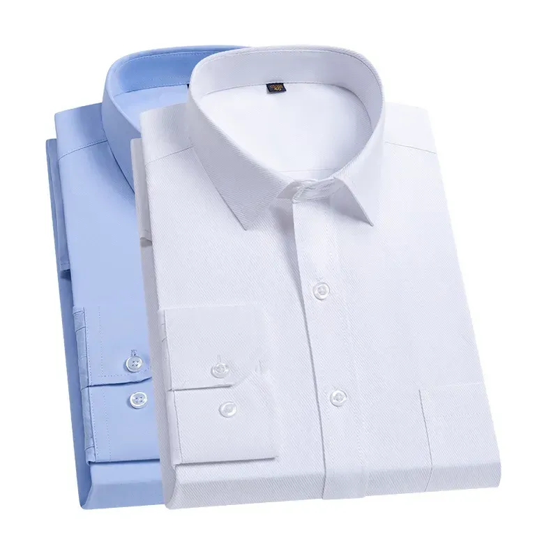 Men'S Long Sleeve Business Solid Color Cotton Breathable Shirt