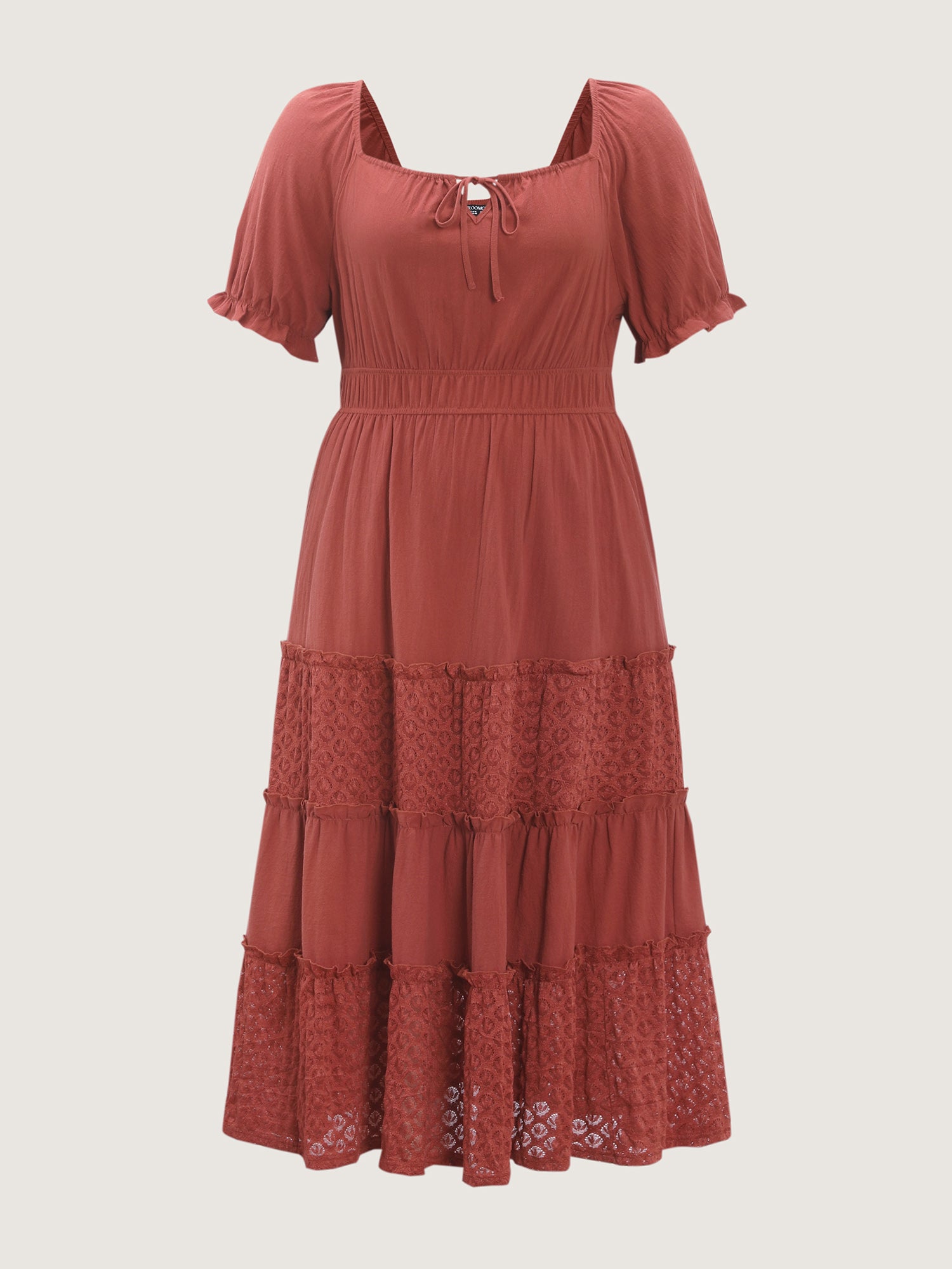 Pure Cotton Contrast Lace Tiered Maxi Dress