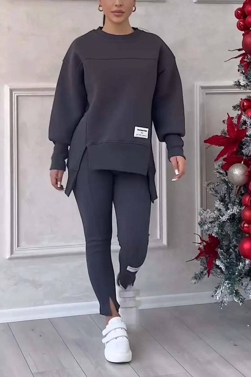 Ladies' Irregular Print Sweatshirt and Leggings Set