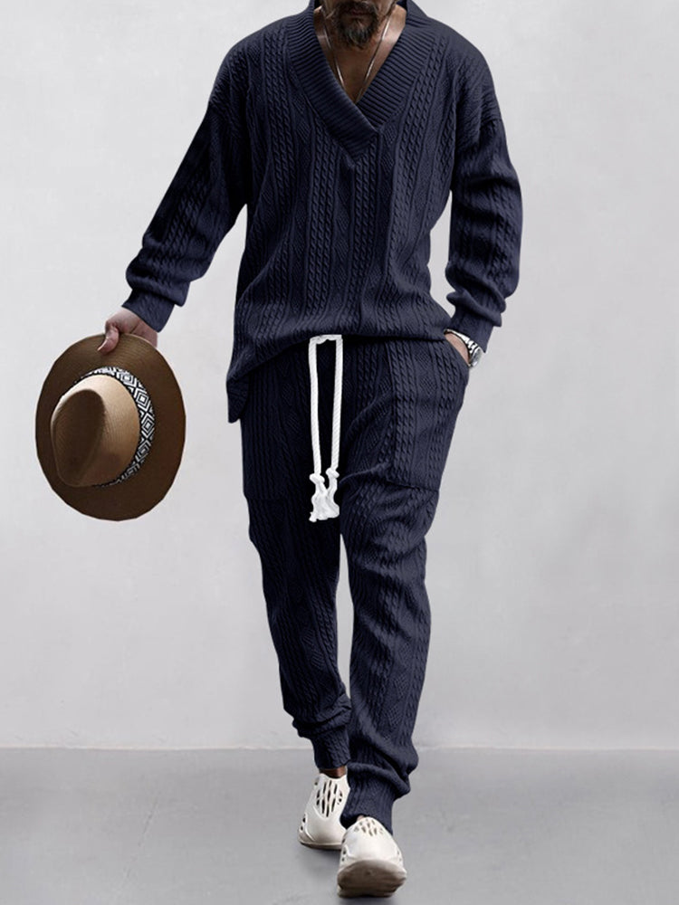 Man's Athleisure Cable Jacquard Set