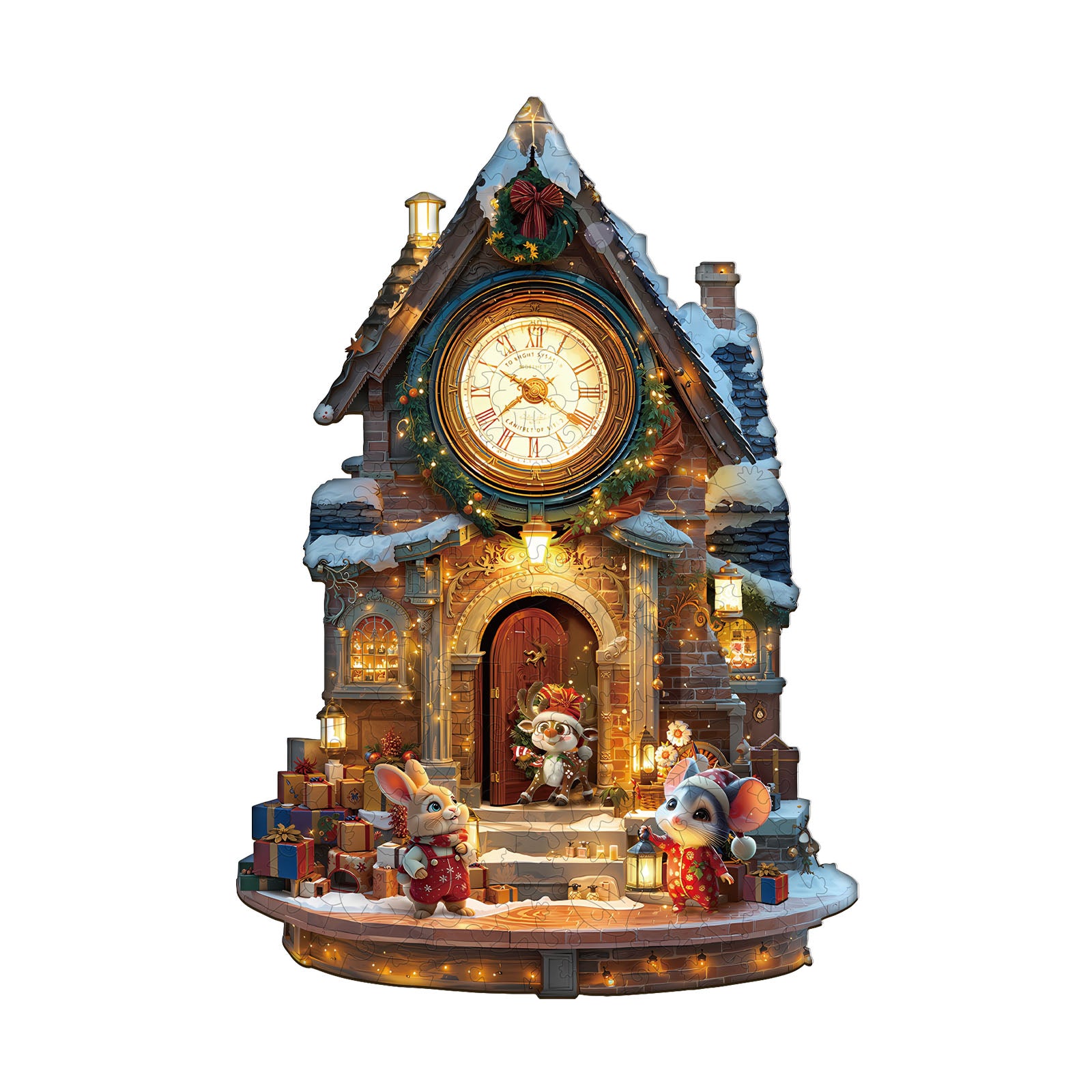 Christmas Clock Tower-1 Wooden Jigsaw Puzzle