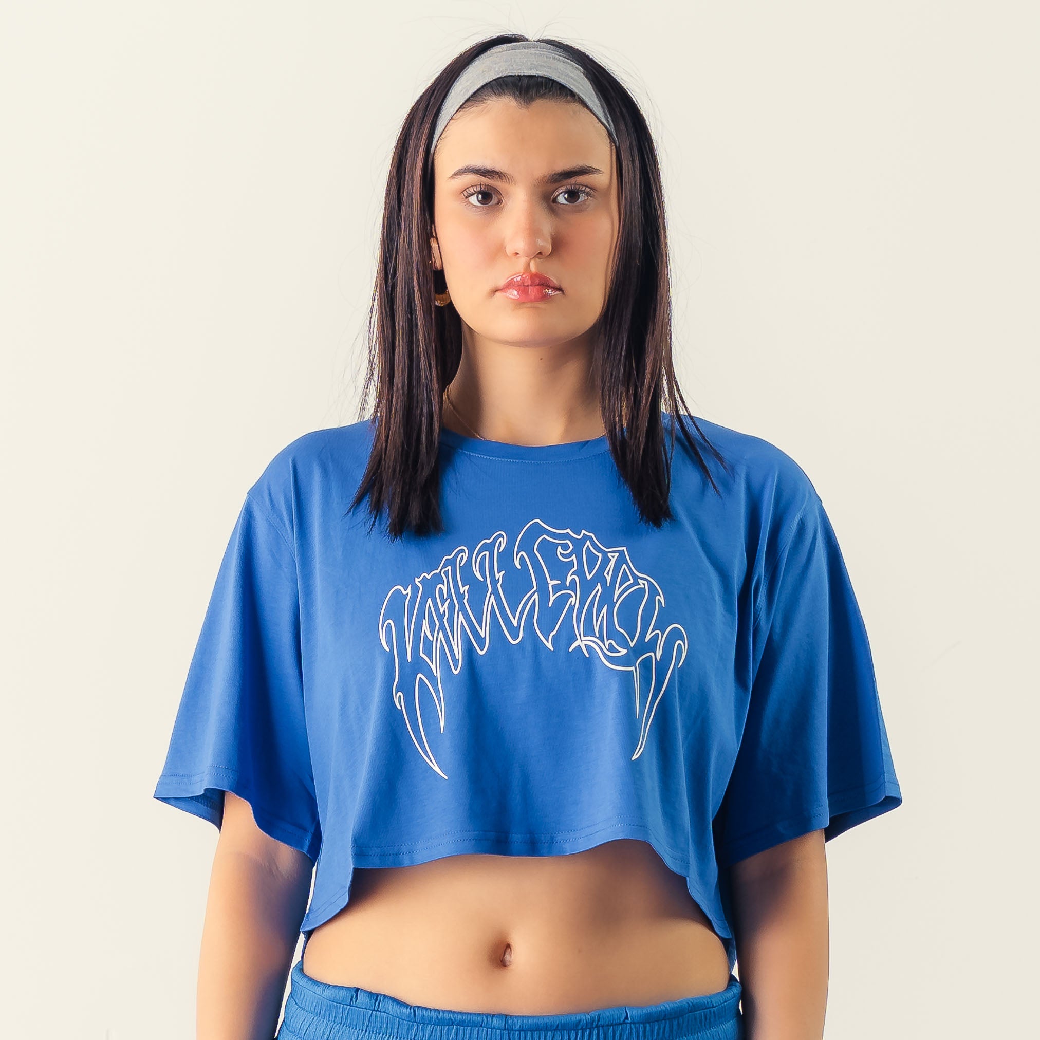 WOLF CROP TOP - BLUE / WHITE
