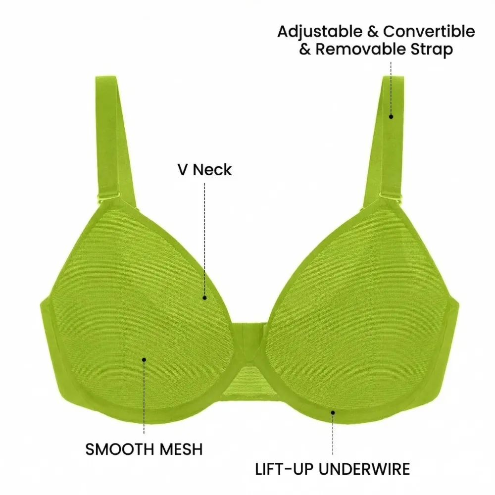 Bra Summer Breathable Unlined Soft Sheer Mesh Underwire Support Transparent Lightweight Non Padded Minimizer Bra
